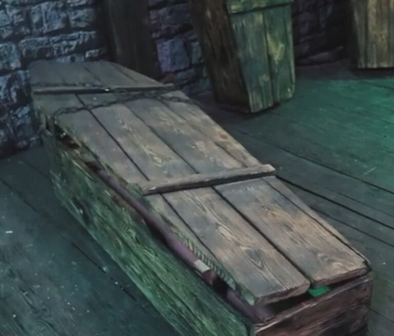 Coffin in chains