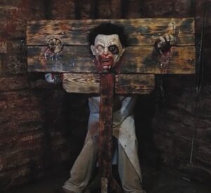 Prisoner in the stocks